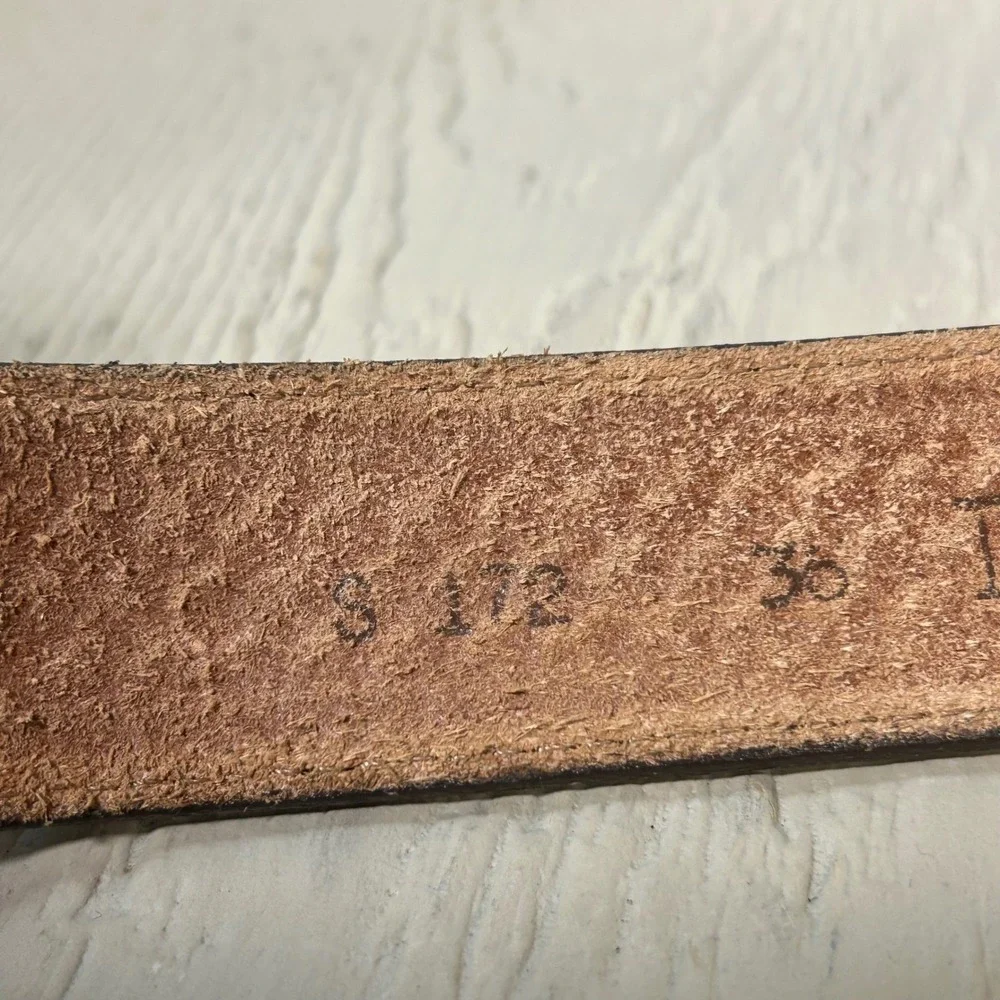 Vintage 90's Nocona Western Belt 36 Womens‎ Brown Tooled Basketweave Gold Buckle
